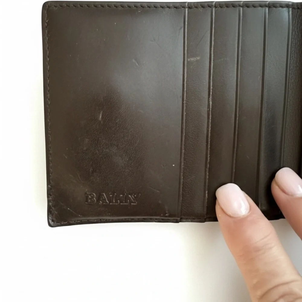 Bally Geometric Leather and Canvas Wallet.
